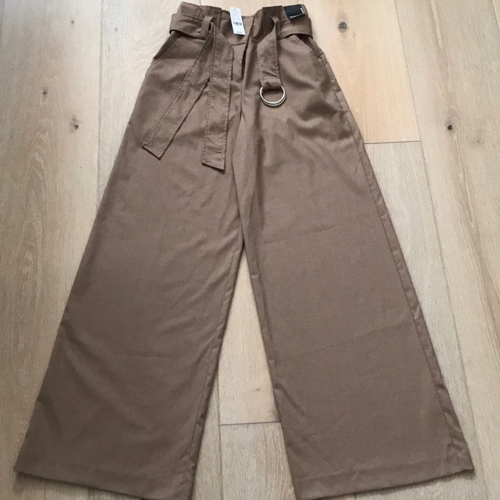 Brown Wide-Leg Trousers with Belt